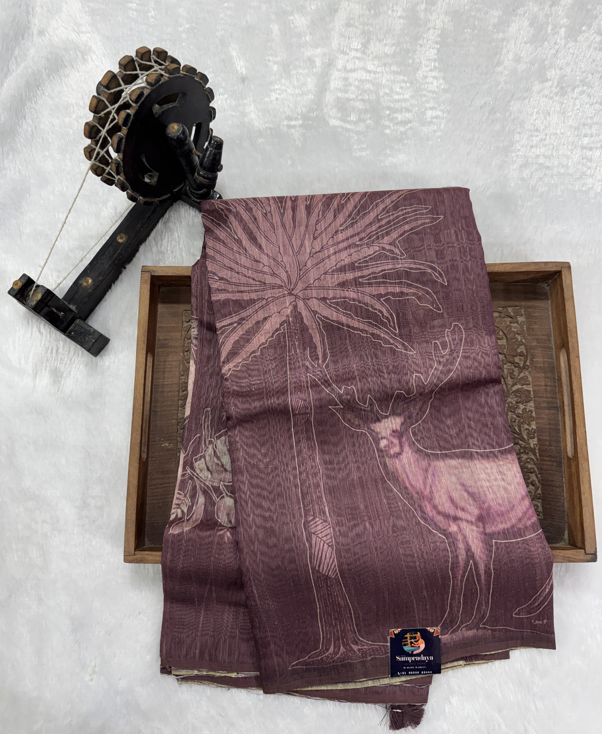 Semi Tussar Silk Saree-Dusky Rose color with Gold Zari Border - Elegant Fancy Saree for Party & Office Wear