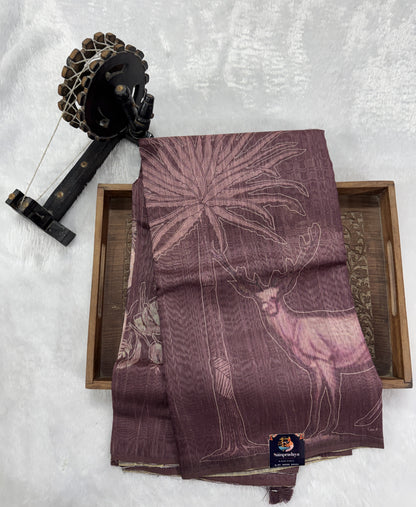 Semi Tussar Silk Saree-Dusky Rose color with Gold Zari Border - Elegant Fancy Saree for Party & Office Wear