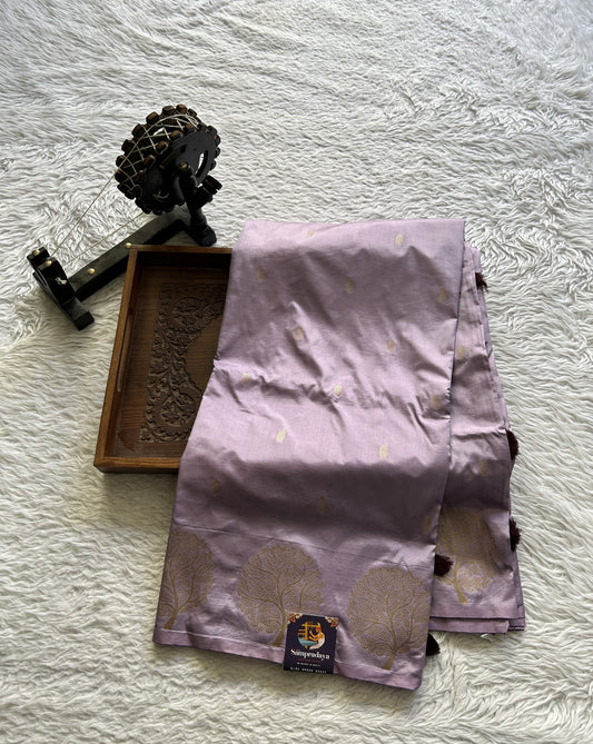 Mona Silk Saree Lavender Colored Paired with a Buti Border. - Sampradaya Designer Studio