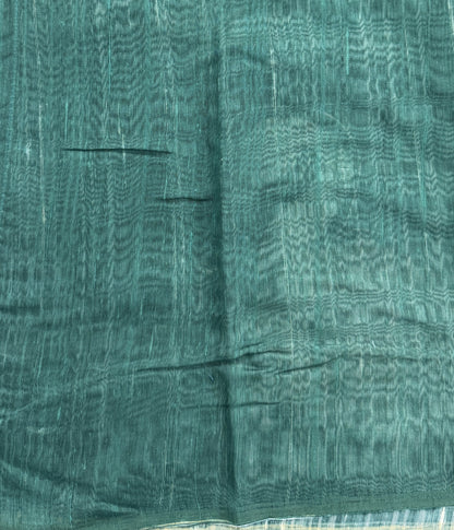 Semi Tussar Silk Saree-Green color with Gold Zari Border - Elegant Fancy Saree for Party & Office Wear