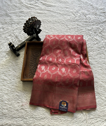 Semi Georgette Saree Sweet Pink Colored Elegantly Paired with a Zari Border. - Sampradaya Designer Studio