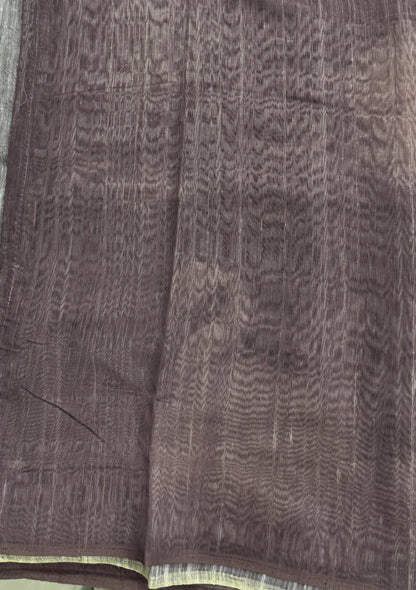 Semi Tussar Silk Saree-Dusky Rose color with Gold Zari Border - Elegant Fancy Saree for Party & Office Wear