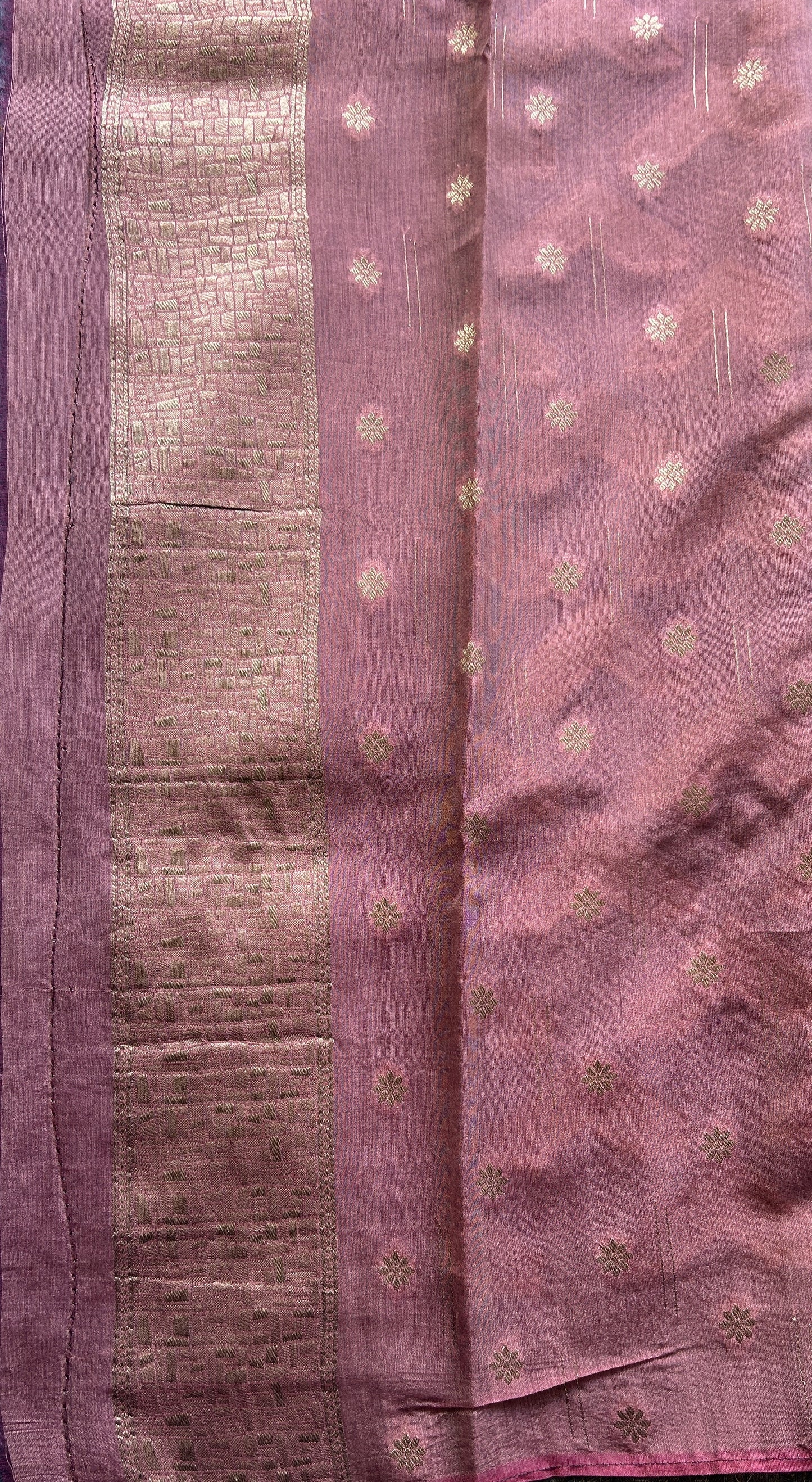 Semi Georgette Saree Ultra Violet Colored Elegantly Paired with a Zari Border. - Sampradaya Designer Studio