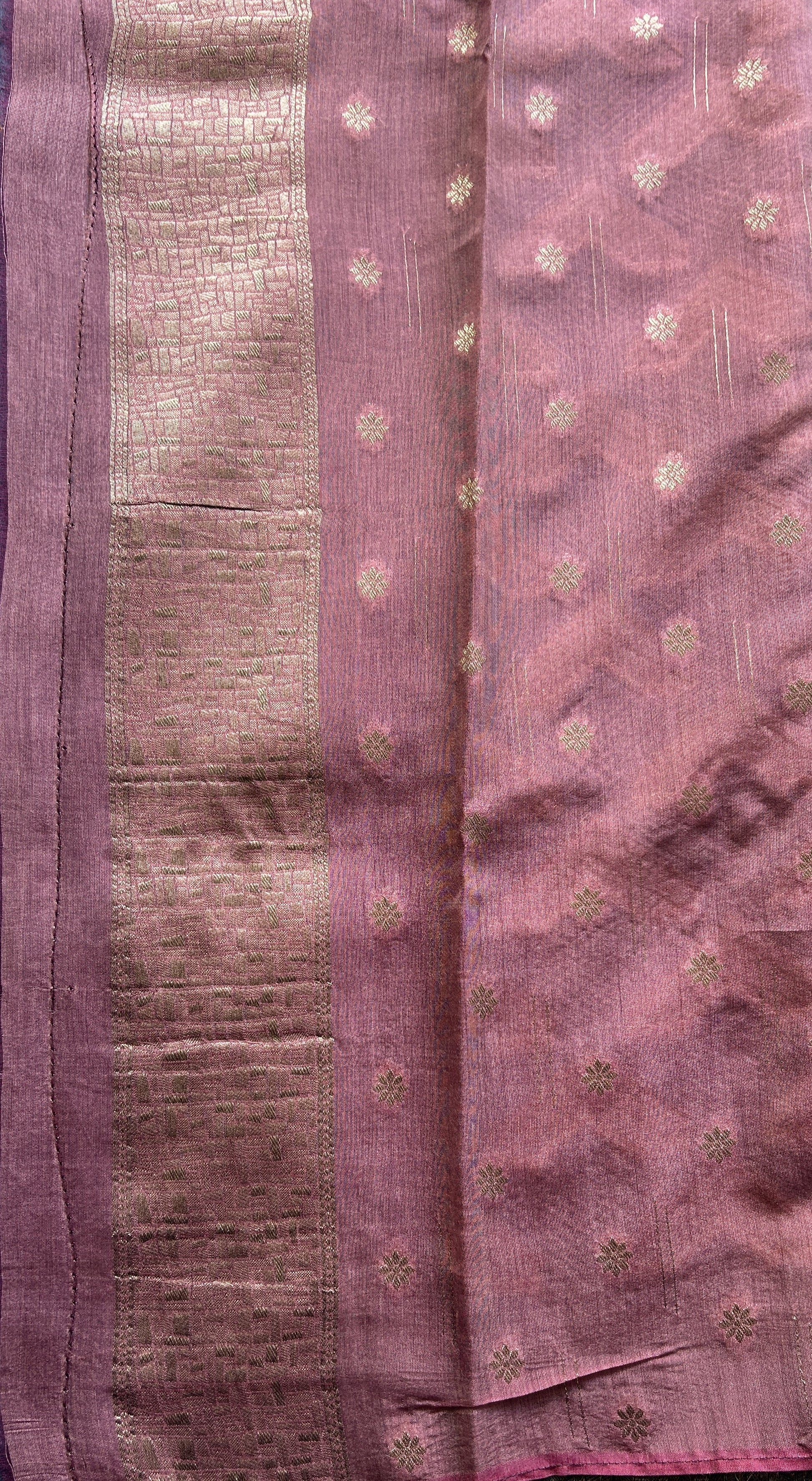 Semi Georgette Saree Ultra Violet Colored Elegantly Paired with a Zari Border. - Sampradaya Designer Studio