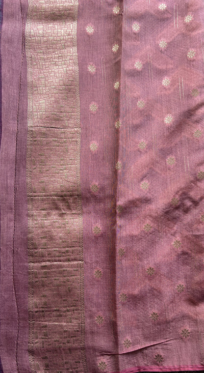 Semi Georgette Saree Ultra Violet Colored Elegantly Paired with a Zari Border. - Sampradaya Designer Studio