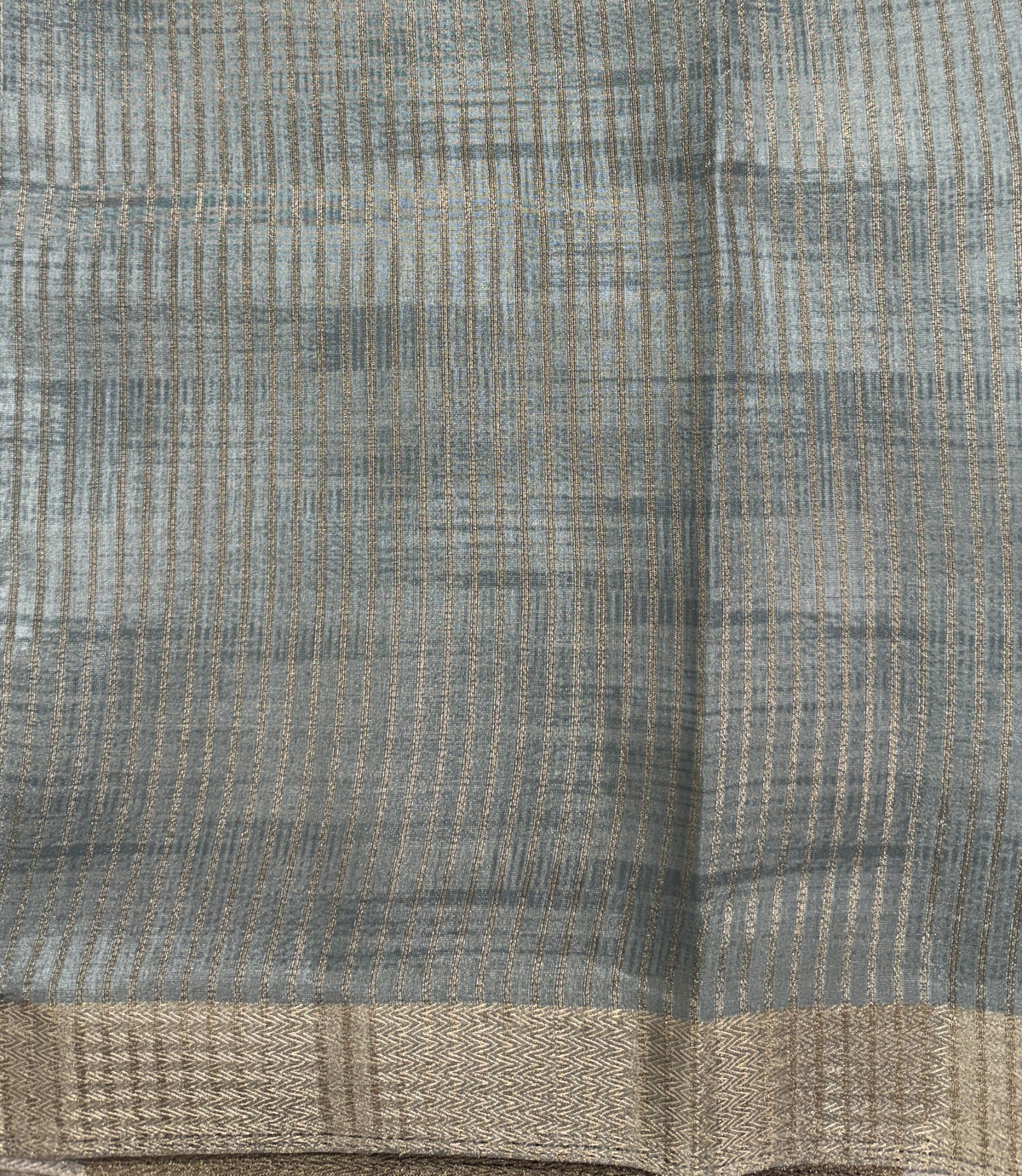 Semi Tussar Silk Saree-Sea Green color with Gold Zari Border - Elegant Fancy Saree for Party & Office Wear
