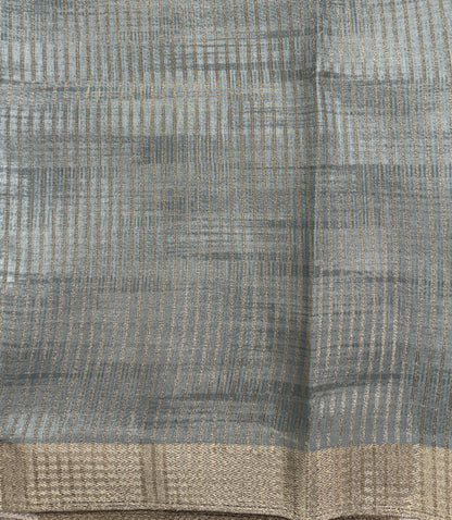 Semi Tussar Silk Saree-Sea Green color with Gold Zari Border - Elegant Fancy Saree for Party & Office Wear