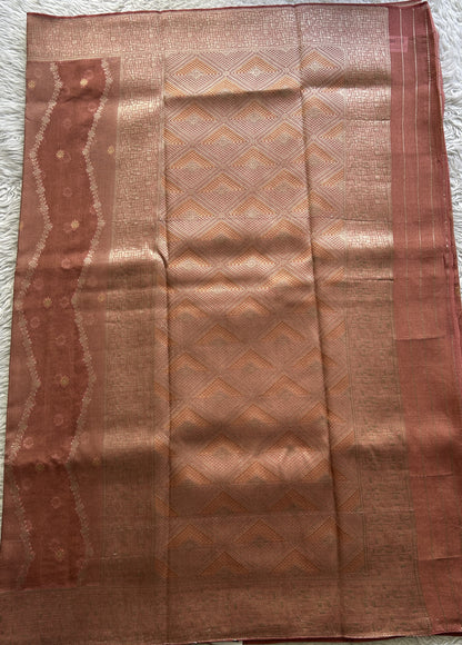 Semi Georgette Saree Dark Pink Colored Elegantly Paired with a Zari Border. - Sampradaya Designer Studio
