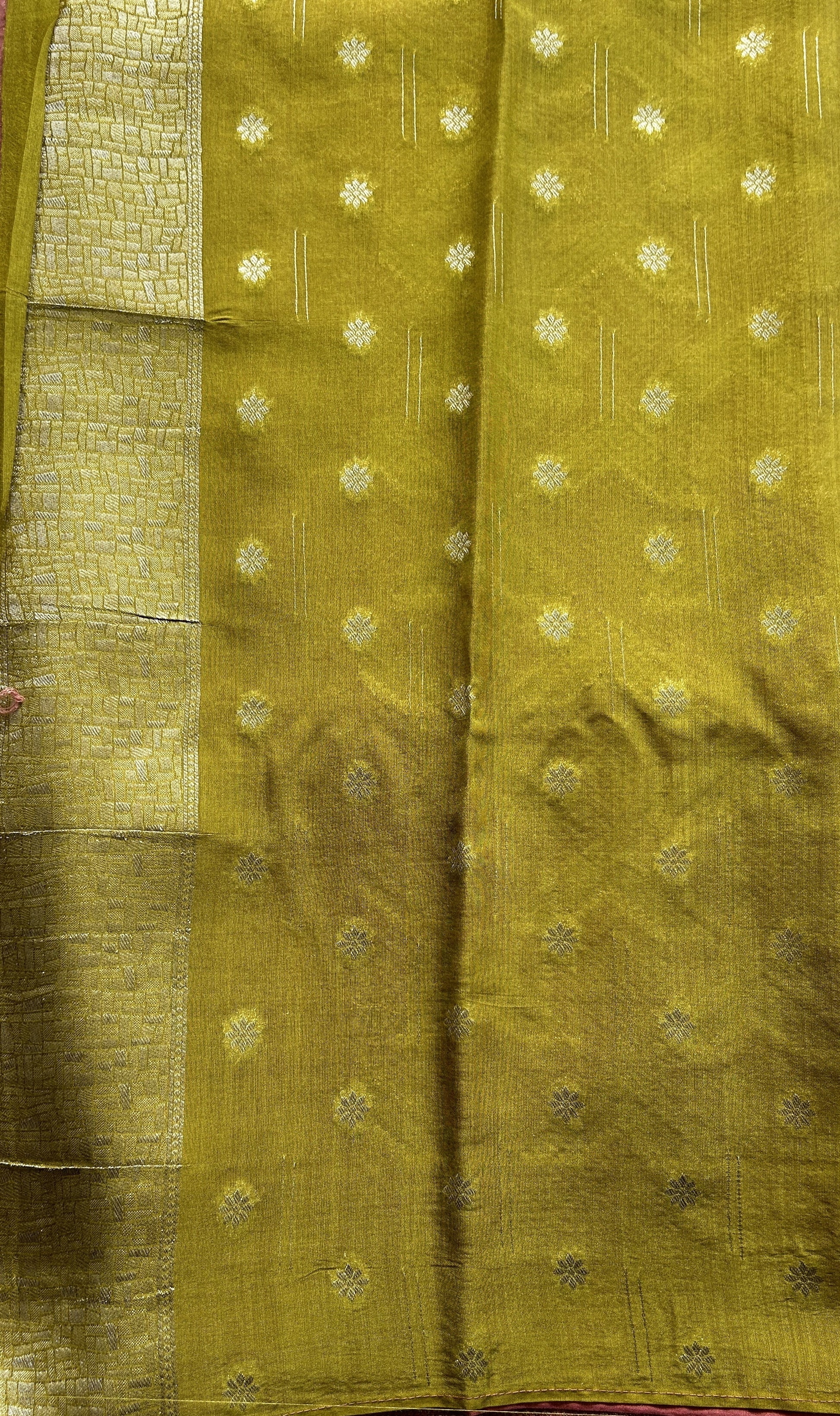 Semi Georgette Saree Dark Pink Colored Elegantly Paired with a Zari Border. - Sampradaya Designer Studio