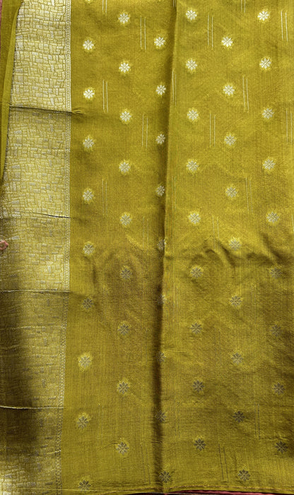 Semi Georgette Saree Dark Pink Colored Elegantly Paired with a Zari Border. - Sampradaya Designer Studio