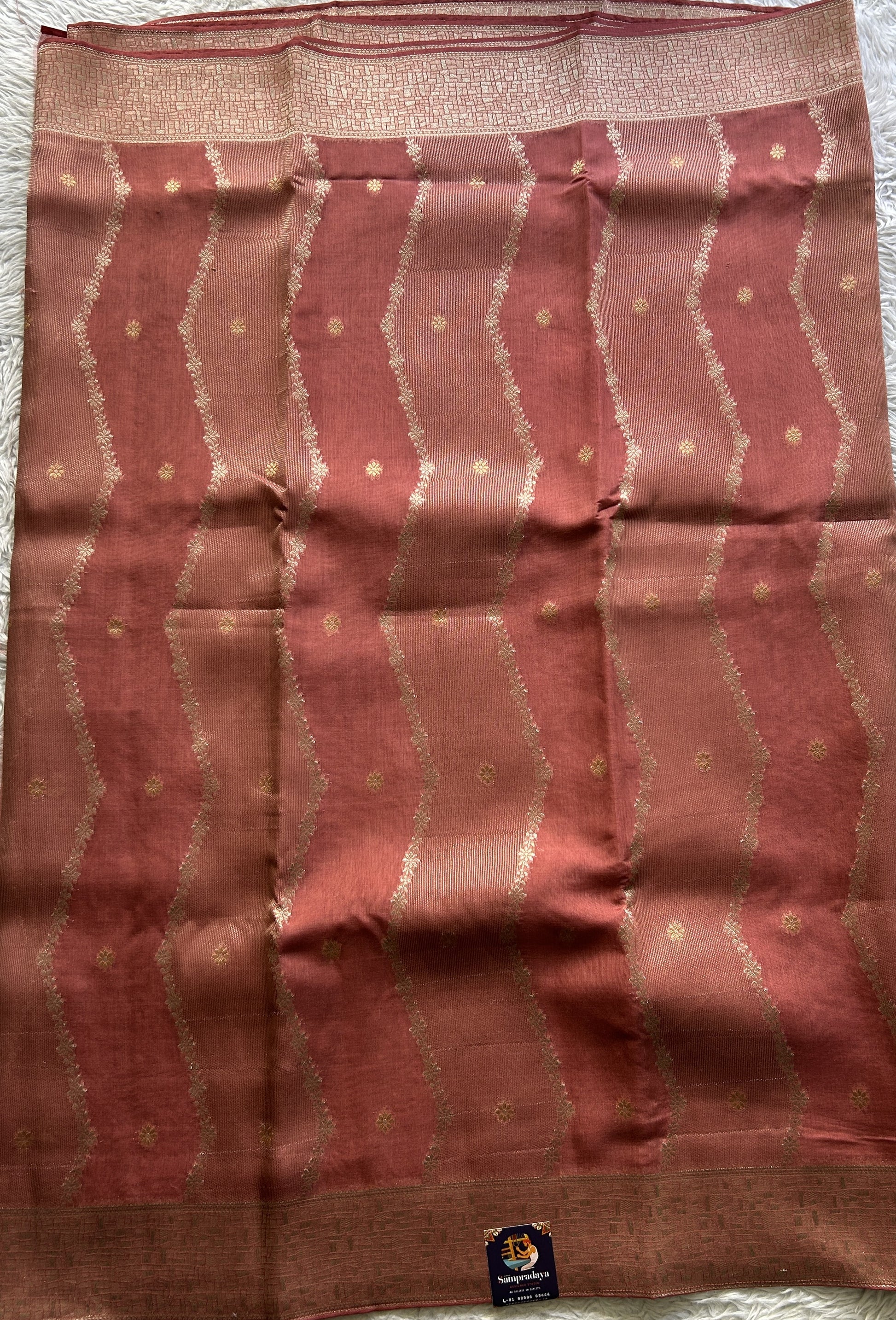 Semi Georgette Saree Dark Pink Colored Elegantly Paired with a Zari Border. - Sampradaya Designer Studio
