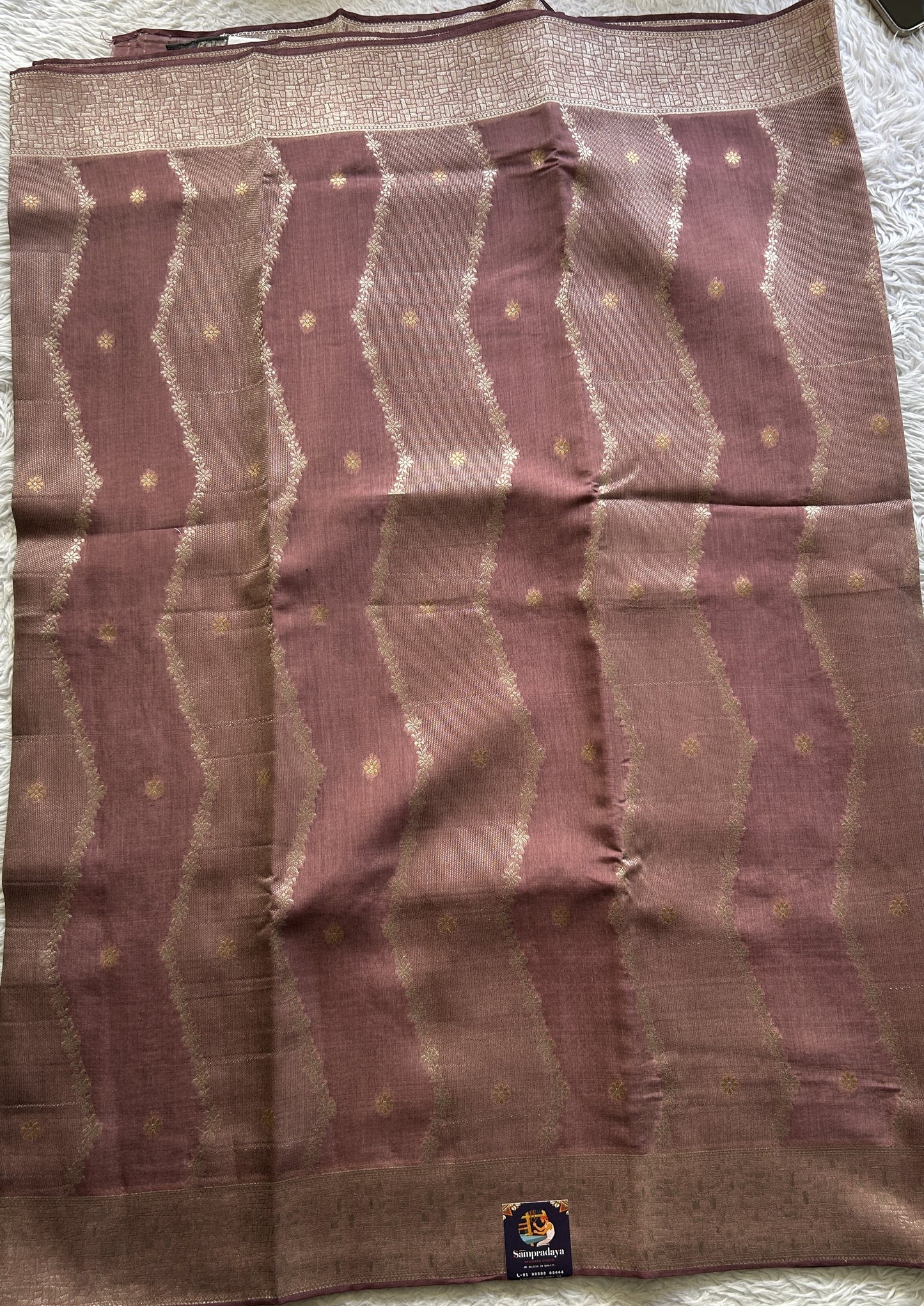 Semi Georgette Saree Onion Pink Colored Elegantly Paired with a Zari Border. - Sampradaya Designer Studio