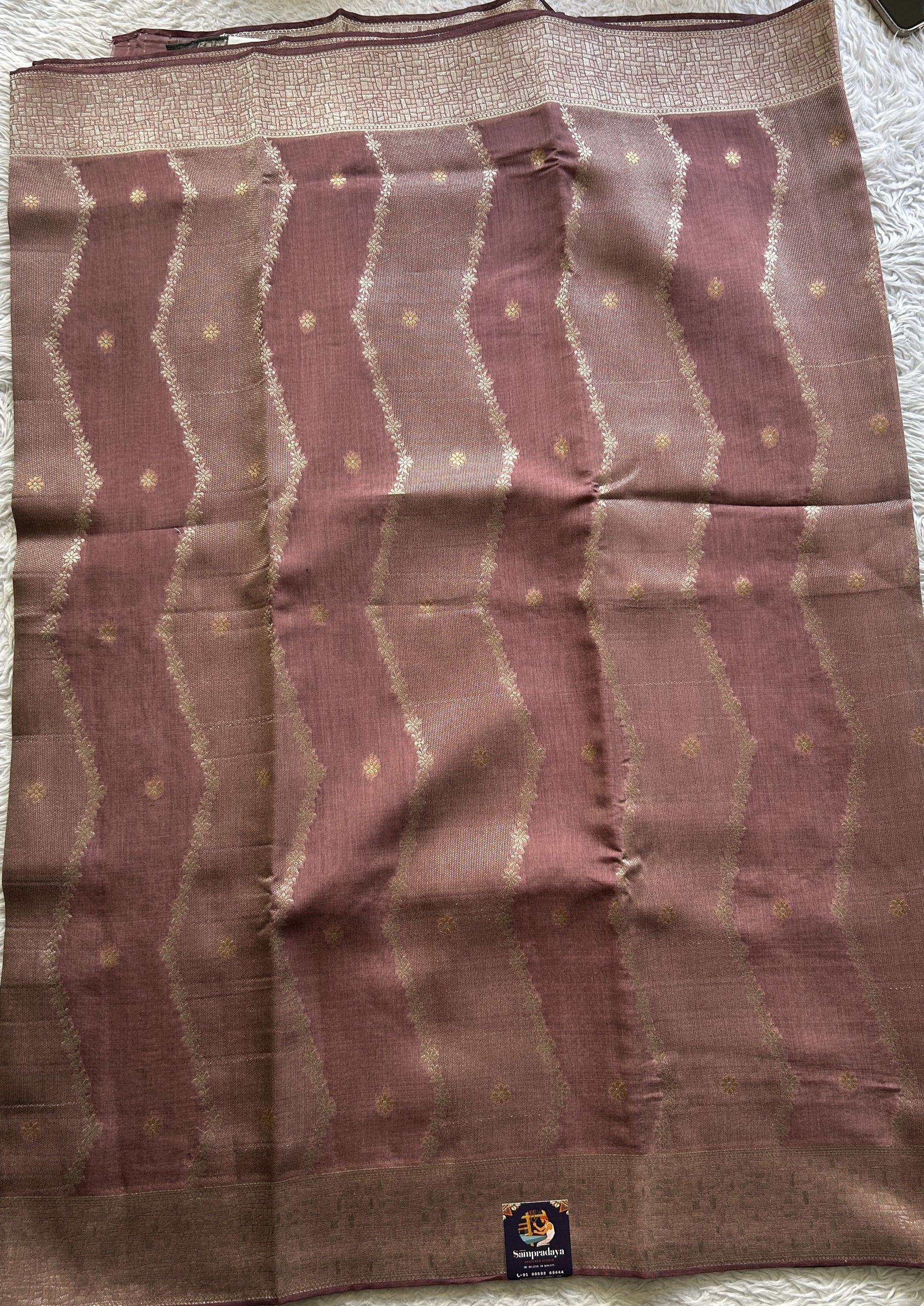 Semi Georgette Saree Onion Pink Colored Elegantly Paired with a Zari Border. - Sampradaya Designer Studio