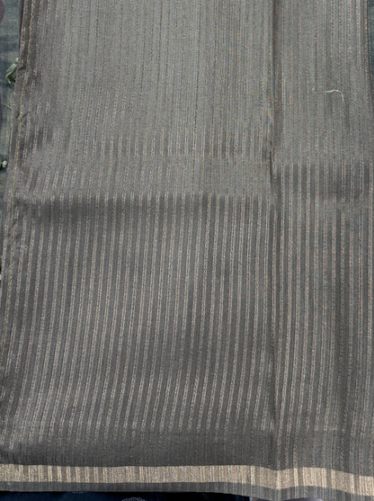 Semi Tussar Silk Saree-Olive Green color with Gold Zari Border - Elegant Fancy Saree for Party & Office Wear