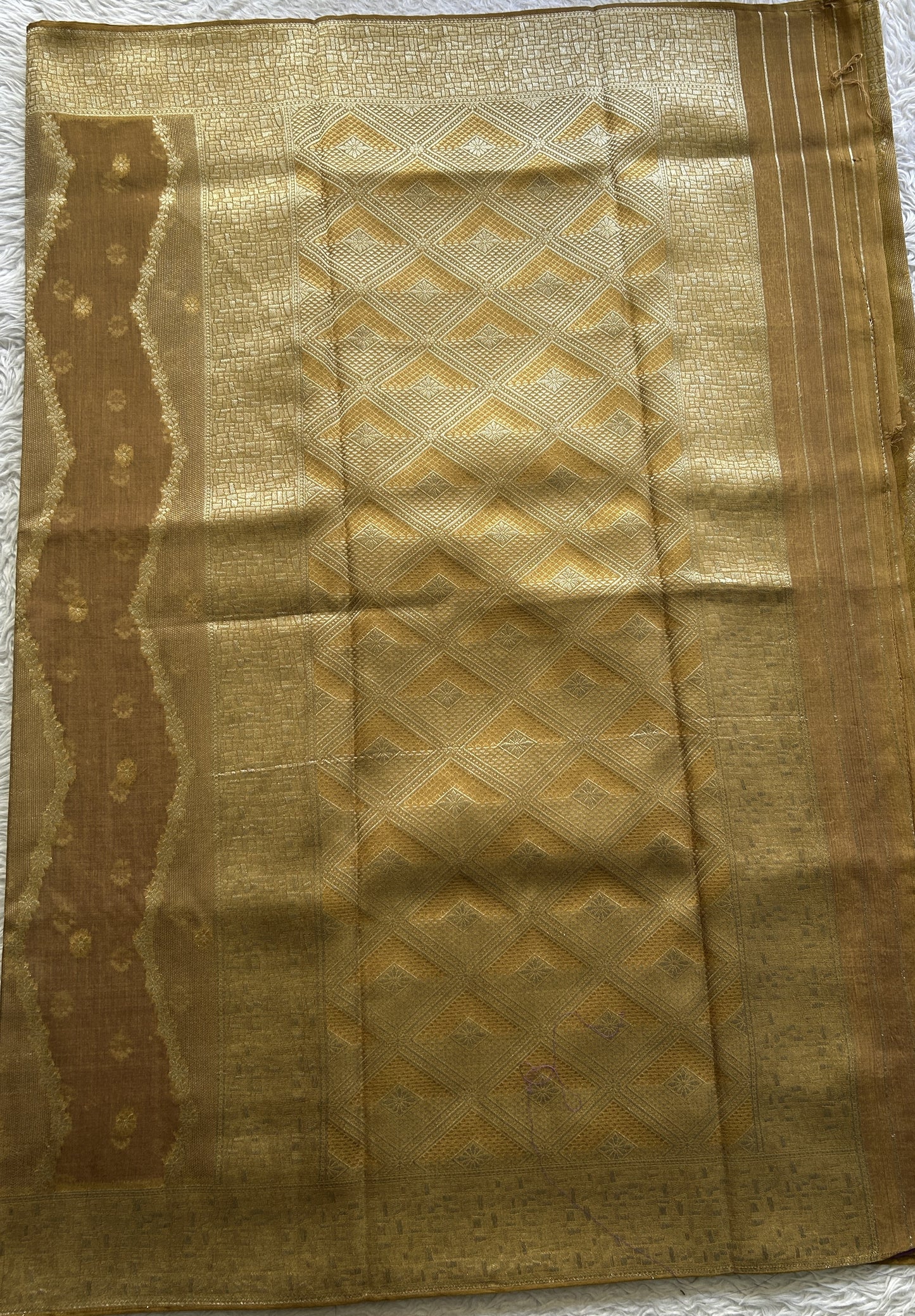 Semi Georgette Saree Mustard Yellow Colored Elegantly Paired with a Zari Border. - Sampradaya Designer Studio