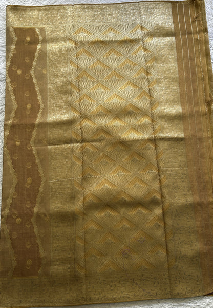 Semi Georgette Saree Mustard Yellow Colored Elegantly Paired with a Zari Border. - Sampradaya Designer Studio