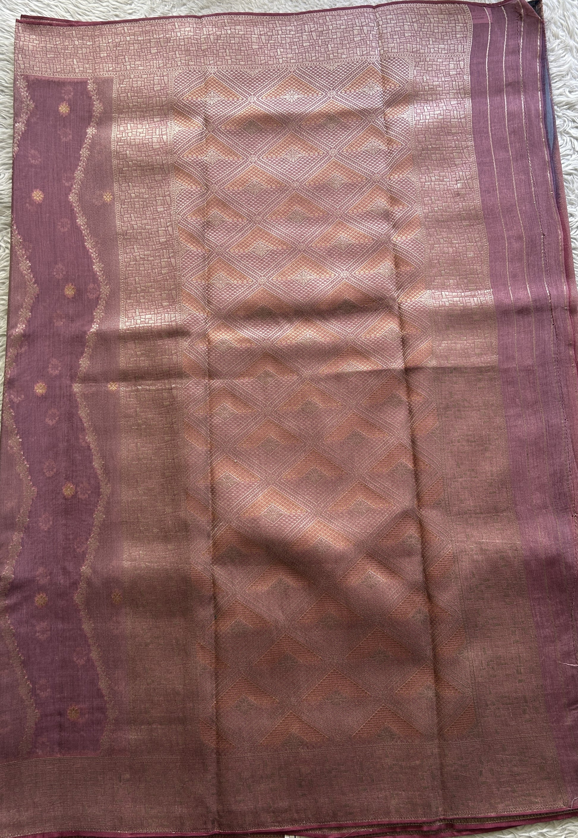 Semi Georgette Saree Rich Pink Colored Elegantly Paired with a Zari Border. - Sampradaya Designer Studio