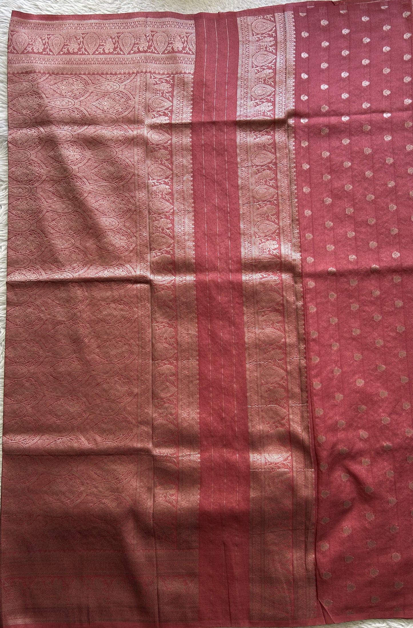 Semi Georgette Saree Sweet Pink Colored Elegantly Paired with a Zari Border. - Sampradaya Designer Studio