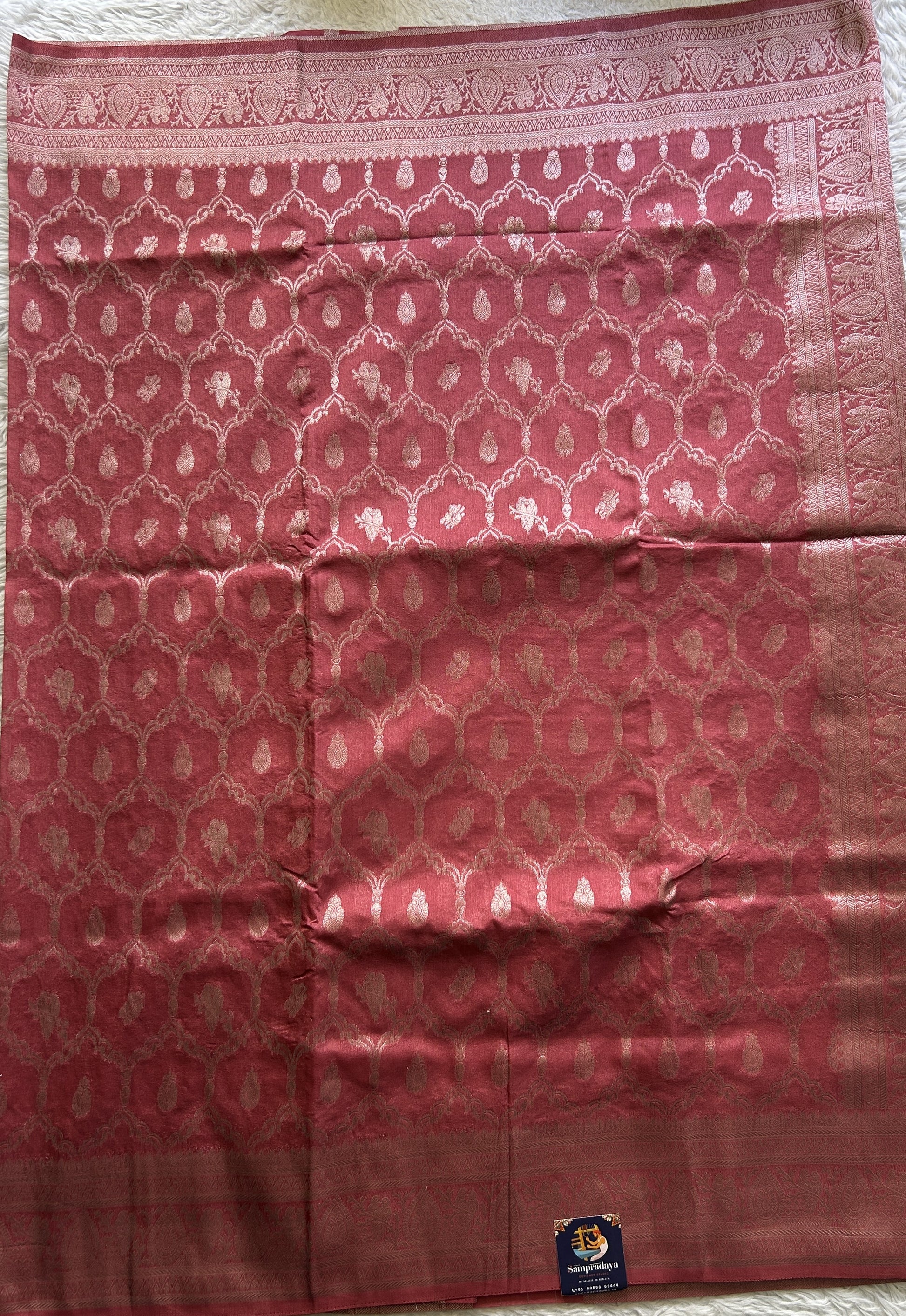 Semi Georgette Saree Light Pink Colored Elegantly Paired with a Zari Border. - Sampradaya Designer Studio