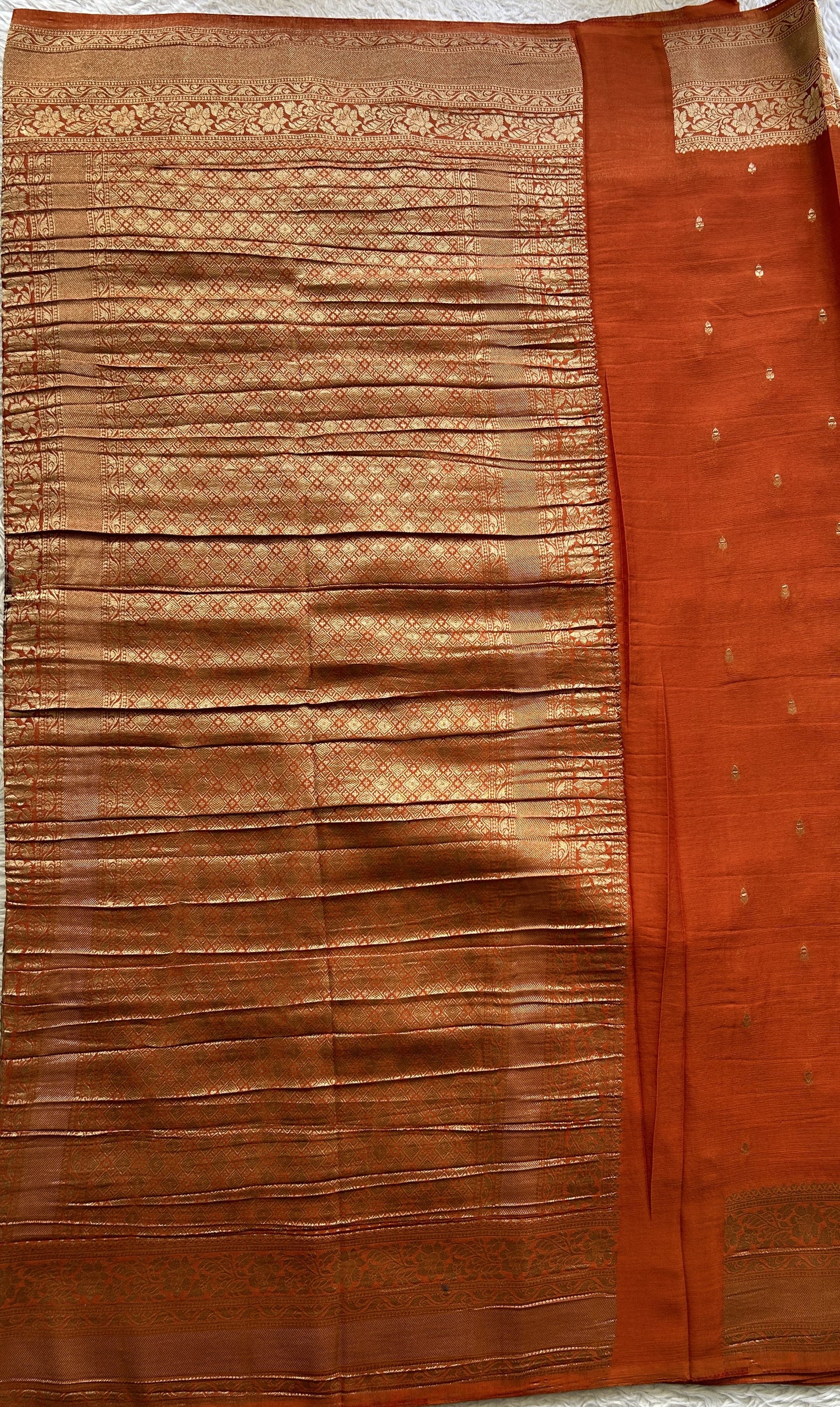Semi Georgette Saree Hot Pink Colored Elegantly Paired with a Zari Border. - Sampradaya Designer Studio