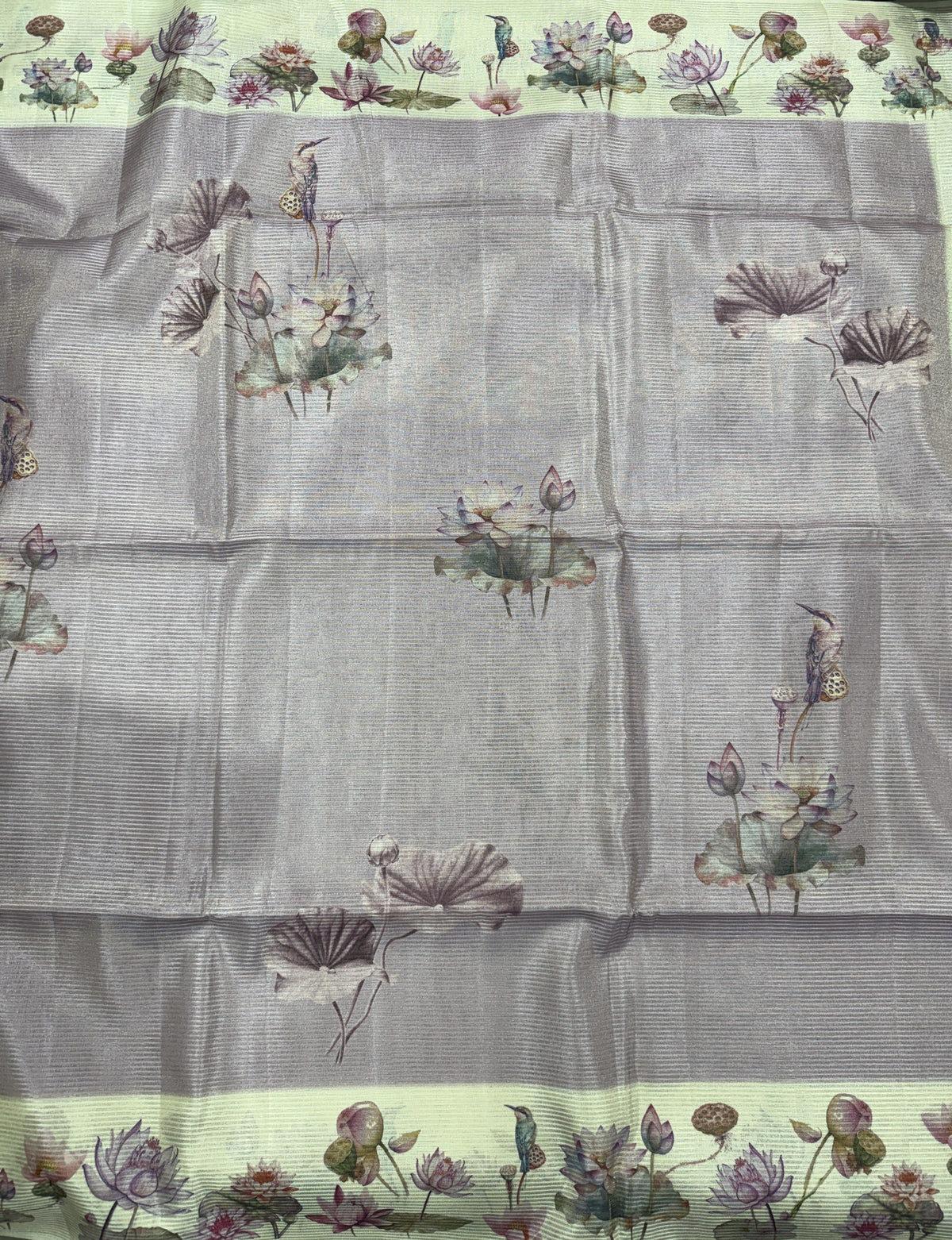 Semi Tussar Silk Saree -Lavender color  with Gold Zari Border - Elegant Fancy Saree for Party & Office Wear