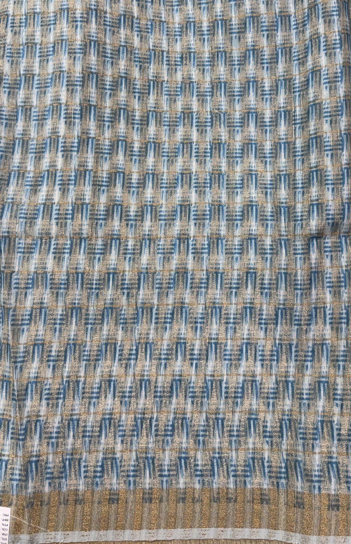 Semi Tussar Silk Saree-Sea Blue color with Gold Zari Border - Elegant Fancy Saree for Party & Office Wear