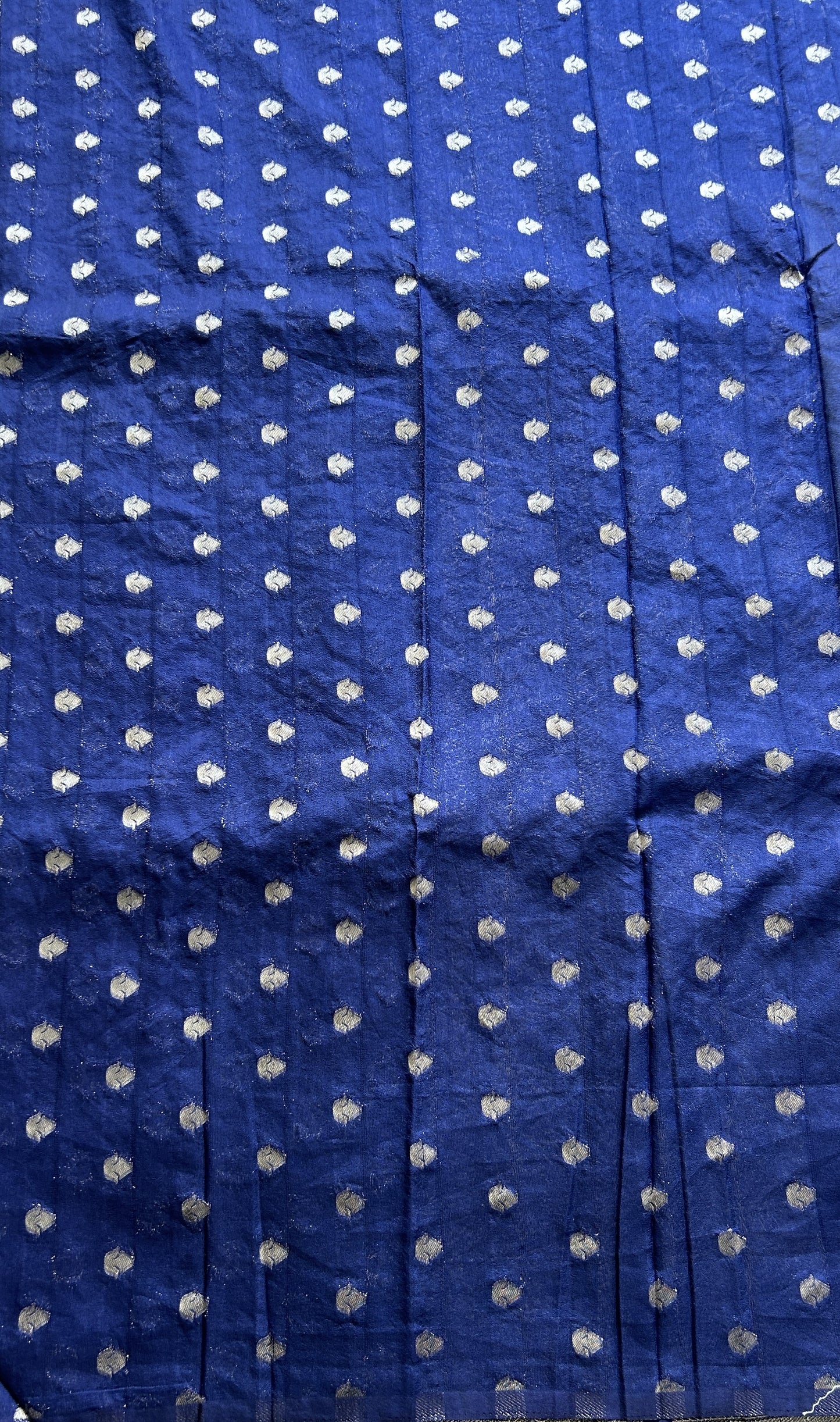 Semi Georgette Saree Dark Blue Colored Elegantly Paired with a Zari Border. - Sampradaya Designer Studio