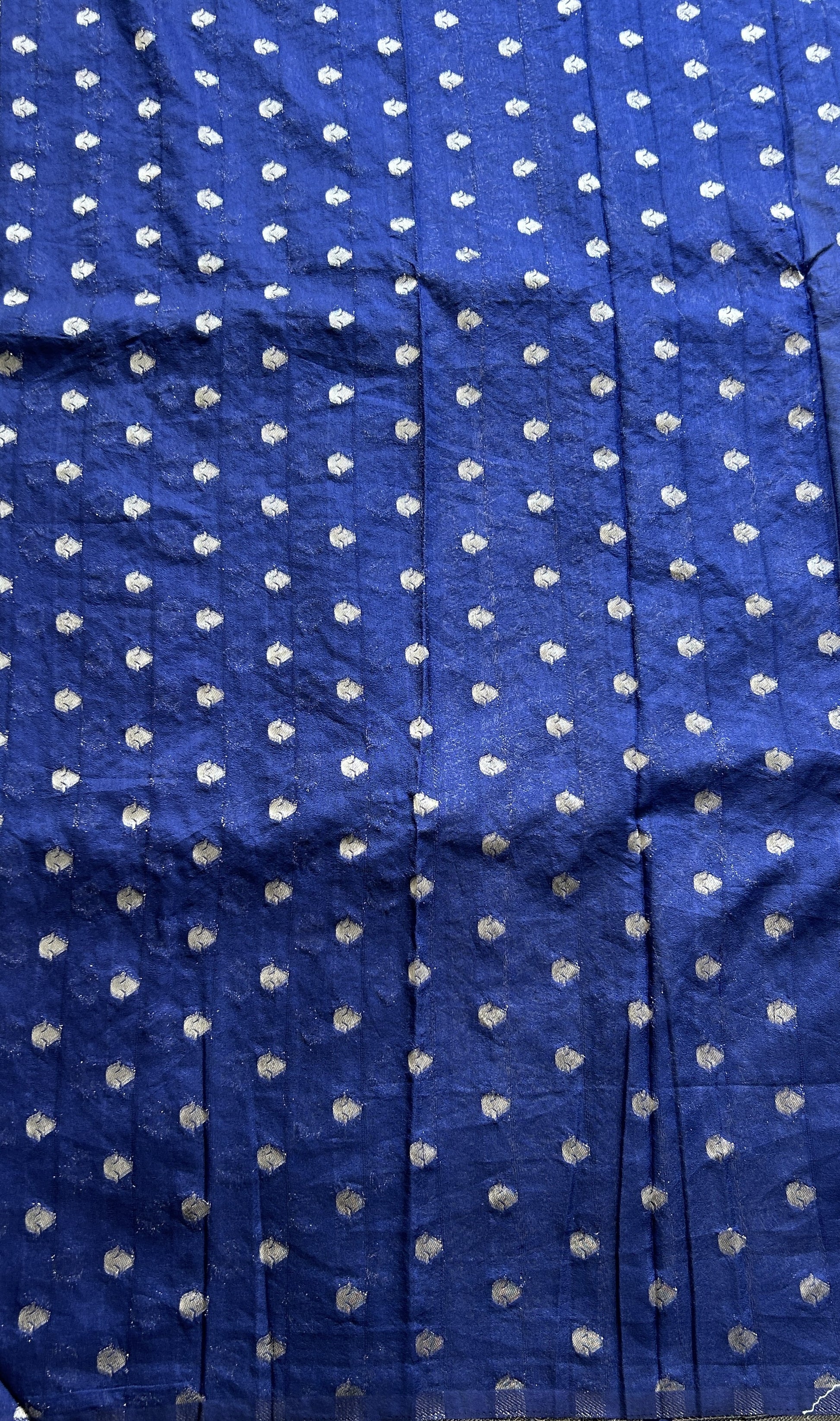 Semi Georgette Saree Dark Blue Colored Elegantly Paired with a Zari Border. - Sampradaya Designer Studio