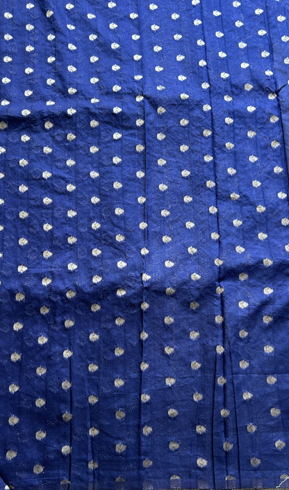 Semi Georgette Saree Dark Blue Colored Elegantly Paired with a Zari Border. - Sampradaya Designer Studio