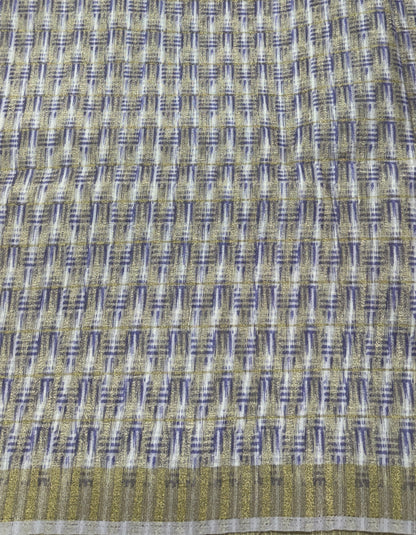 Semi Tussar Silk Saree-Lavender color with Gold Zari Border - Elegant Fancy Saree for Party & Office Wear