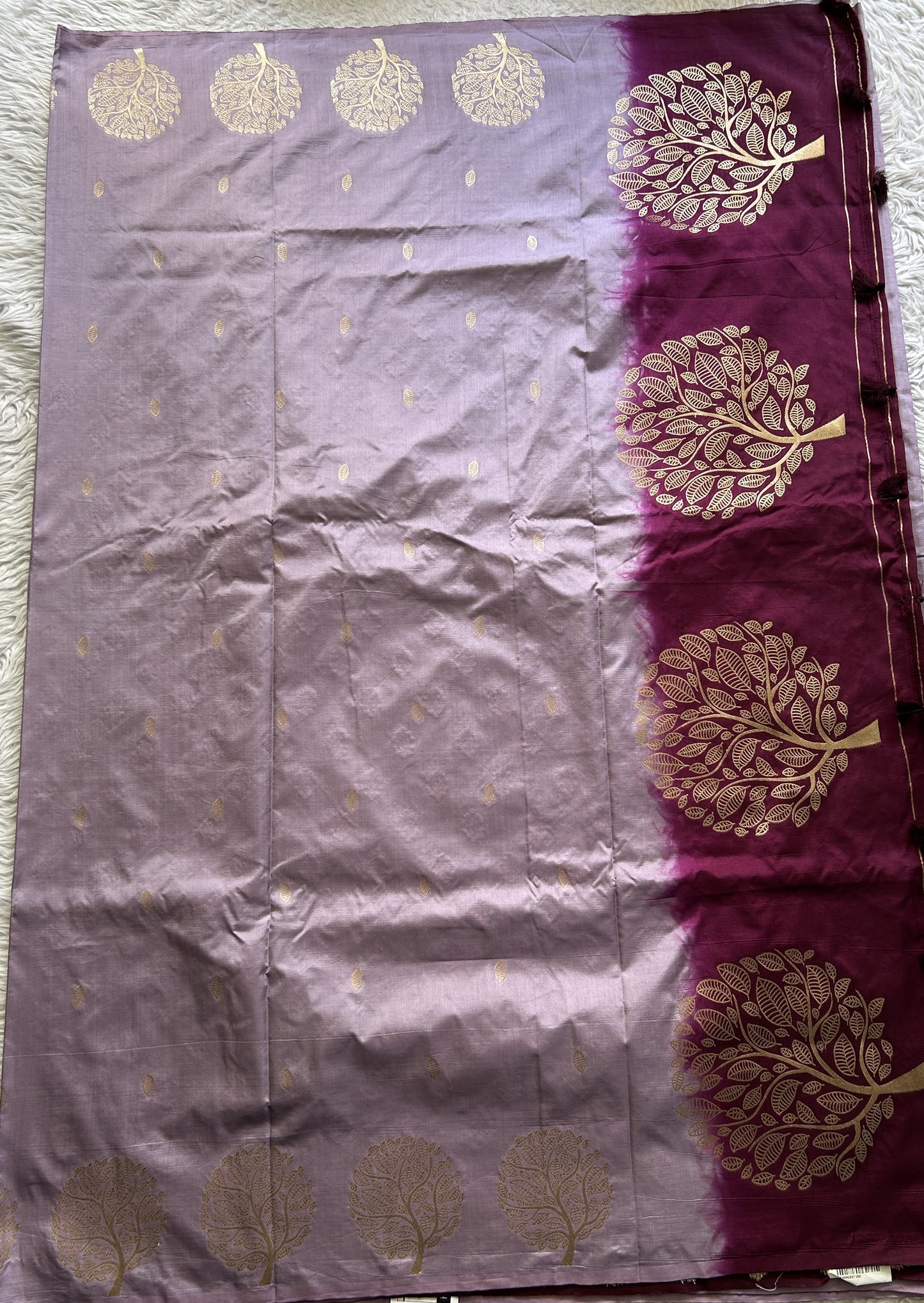 Mona Silk Saree Lavender Colored Paired with a Buti Border. - Sampradaya Designer Studio