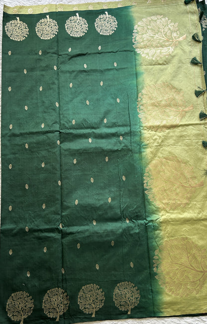 Mona Silk Saree Dark Green Colored Paired with a Buti Border. - Sampradaya Designer Studio