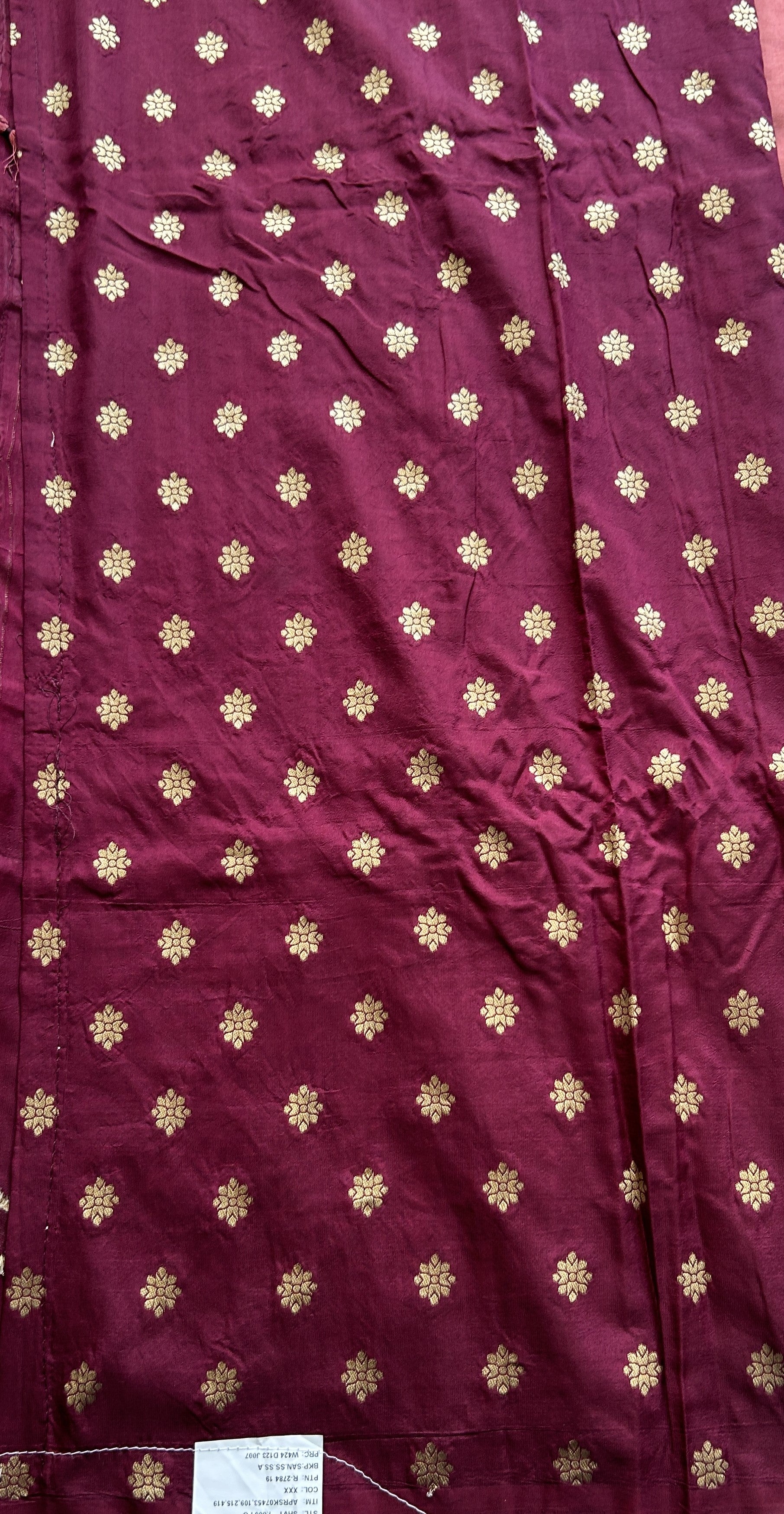 Mona Silk Saree Peach Colored Paired with a Buti Border. - Sampradaya Designer Studio