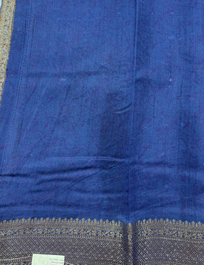 Pure Chiniya Silk Saree Navy Blue Colored Elegantly Paired with a Gold Zari Border.