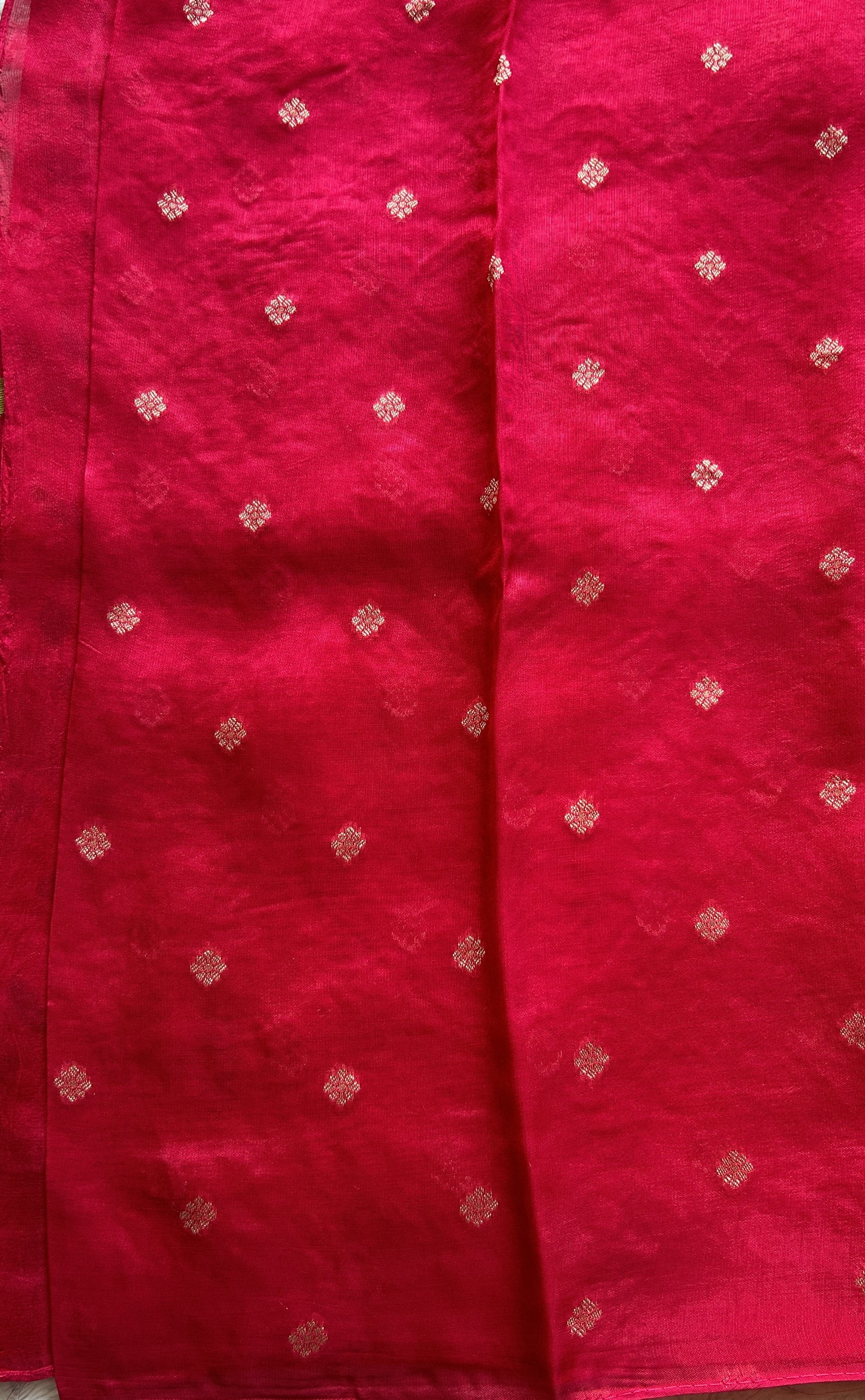 Banarasi Tussar Georgette Saree Hot Pink Colored Complemented with a Minakari border. - Sampradaya Designer Studio