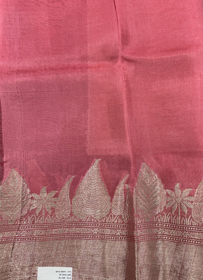 Pure Chiniya Silk Saree Navy Blue Colored Elegantly Paired with a Gold Zari Border.