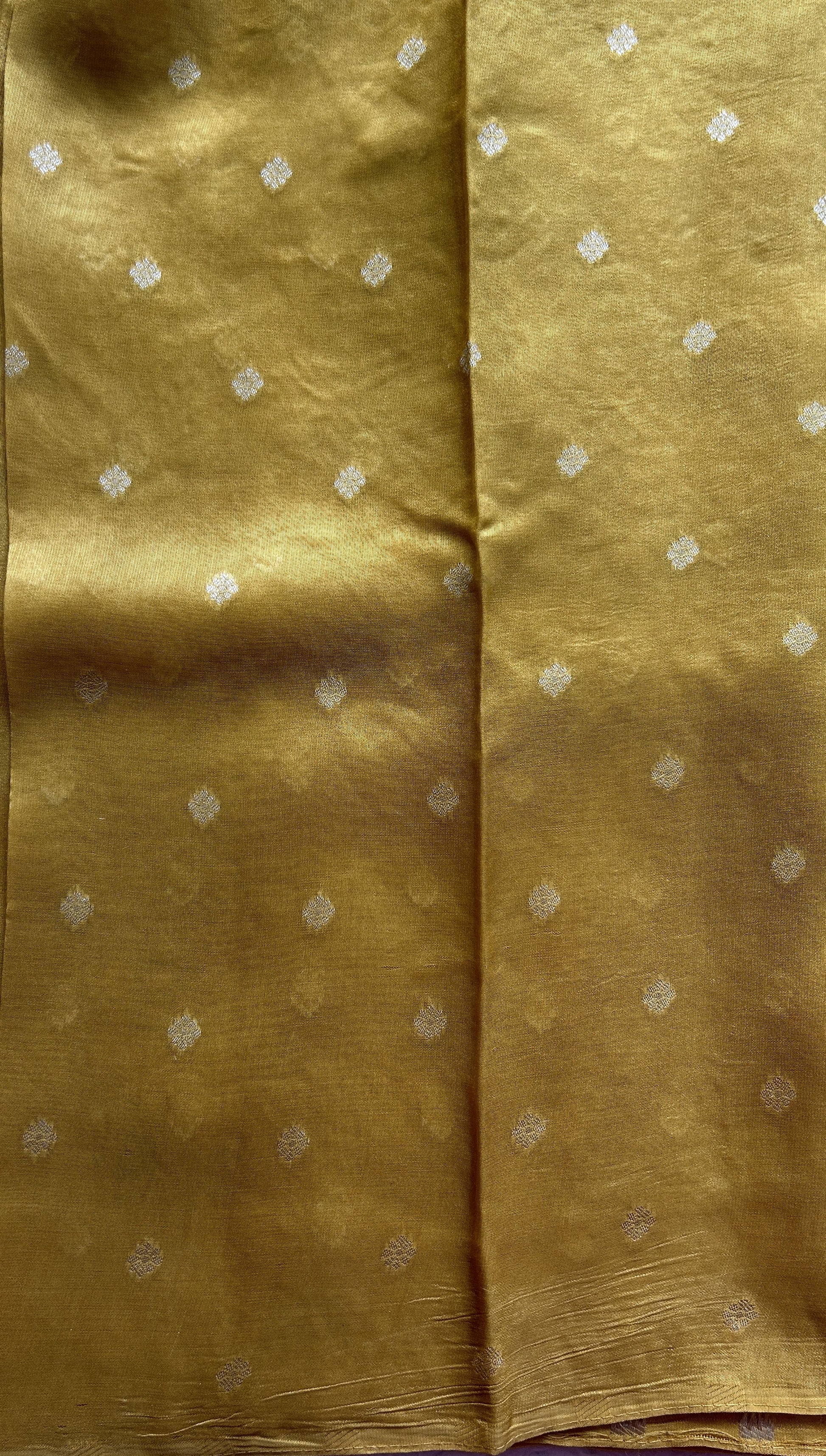 Banarasi Tussar Georgette Saree Mustard Colored Complemented with a Minakari border. - Sampradaya Designer Studio