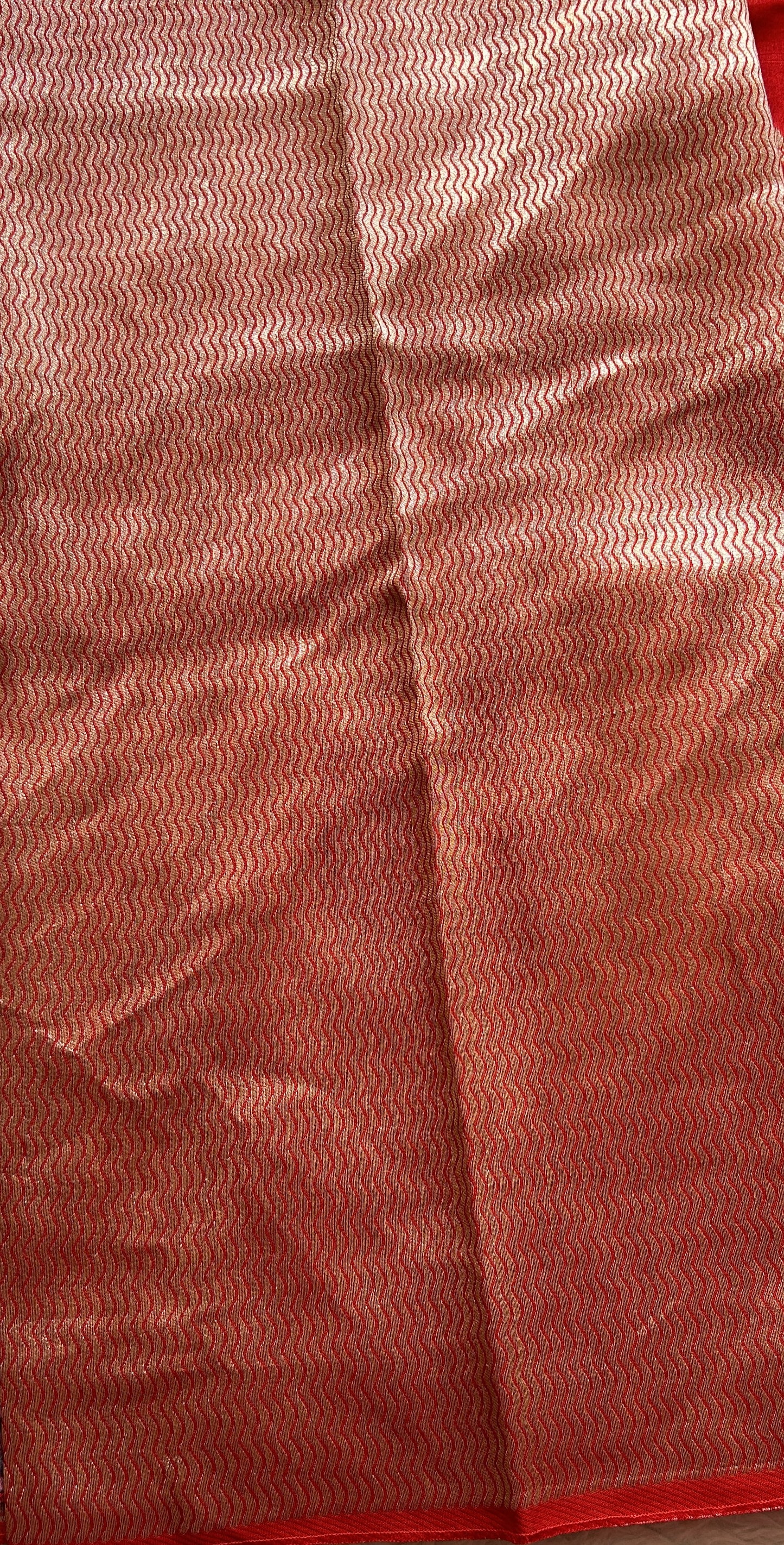 Banarasi Tussar Georgette Saree Red Colored Complemented with a Minakari border. - Sampradaya Designer Studio
