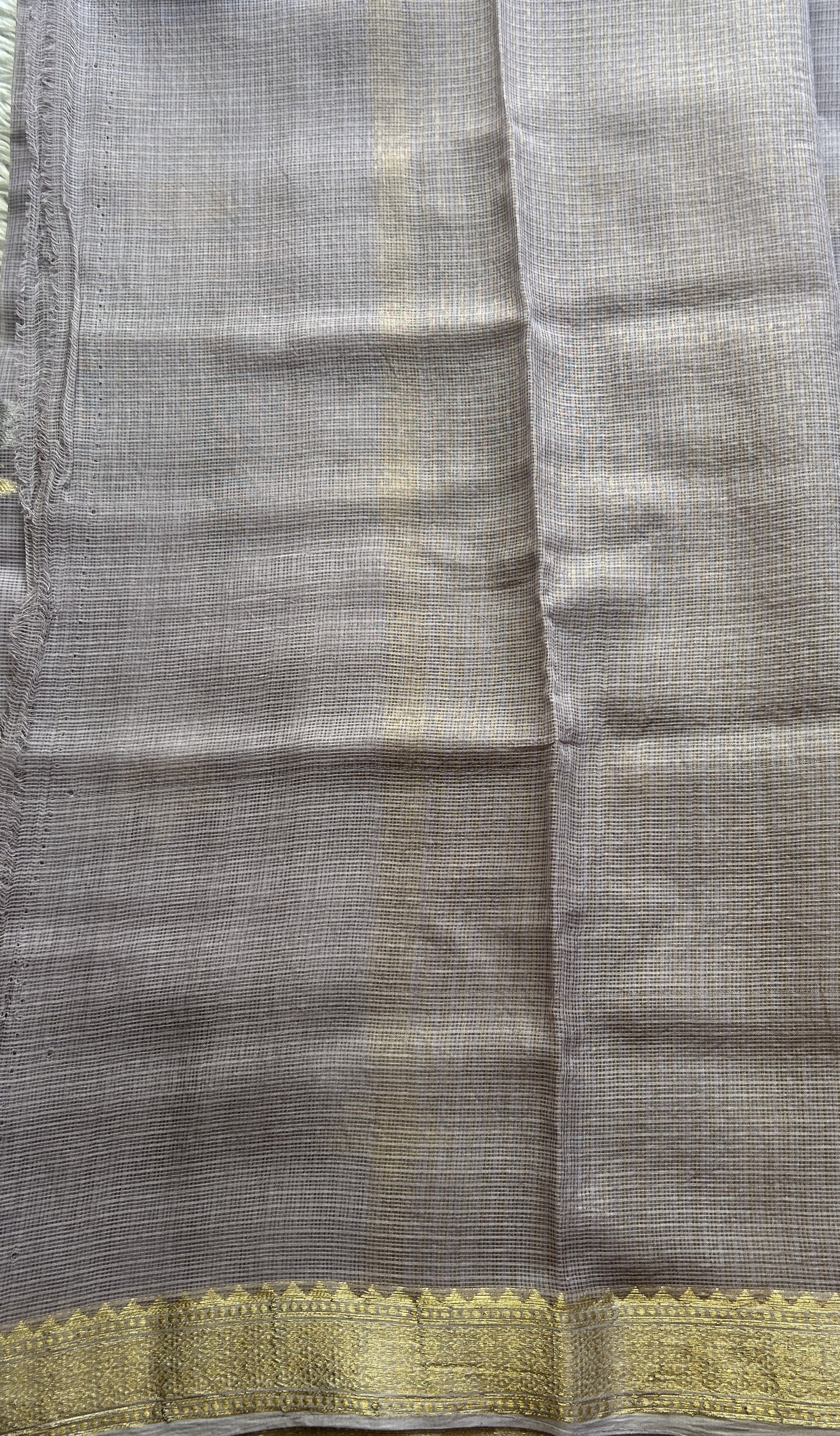 Silk kota Saree Pale Lavender colored Complemented with a Zari Border. - Sampradaya Designer Studio