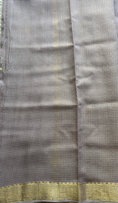 Silk kota Saree Pale Lavender colored Complemented with a Zari Border. - Sampradaya Designer Studio
