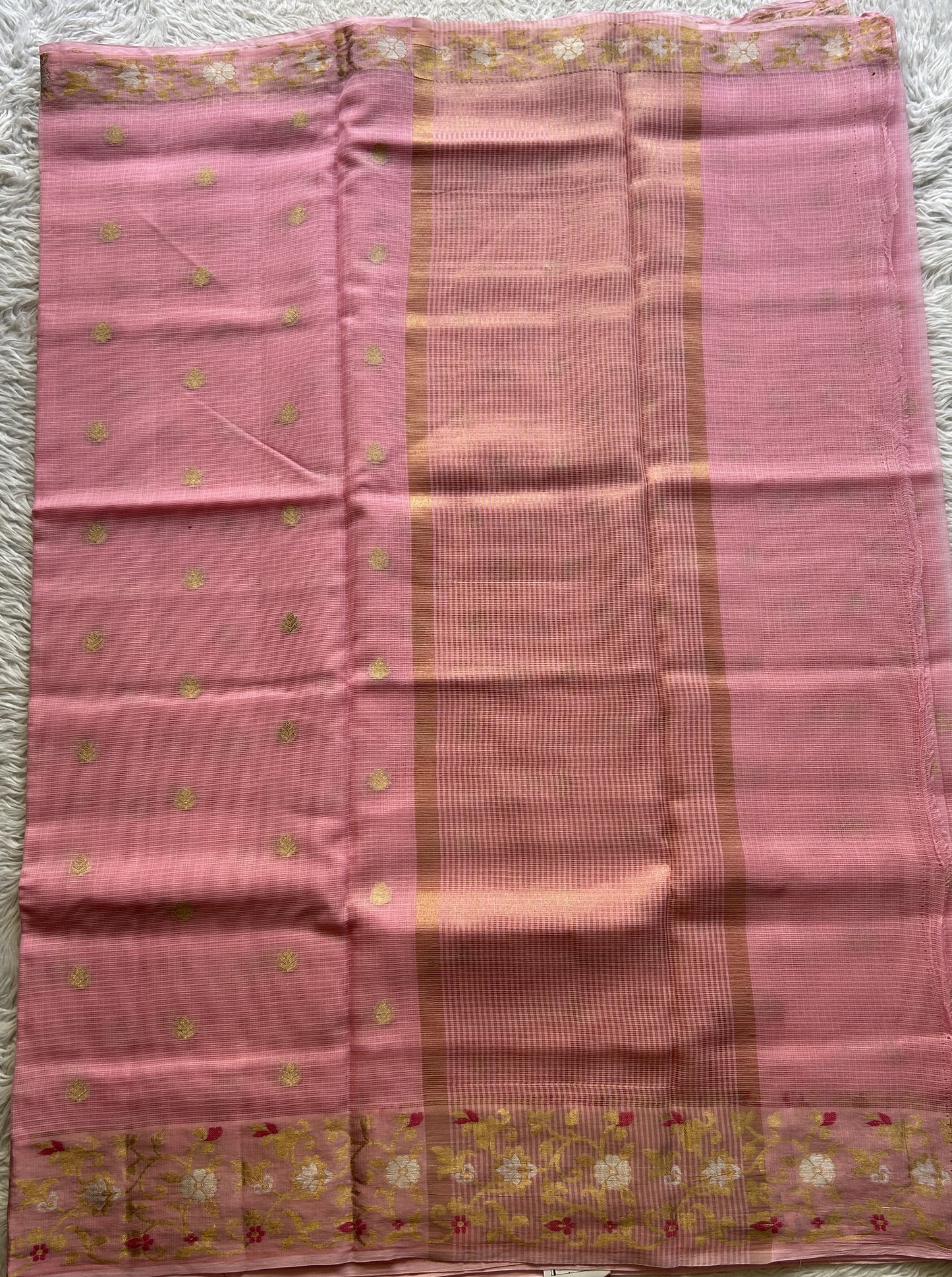 Silk kota Saree Light Baby Pink colored Complemented with a Zari Border. - Sampradaya Designer Studio