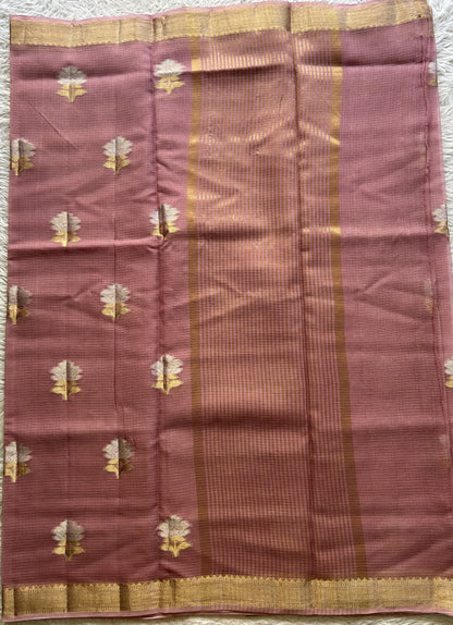 Silk kota Saree Onion Pink colored Complemented with a Zari Border. - Sampradaya Designer Studio