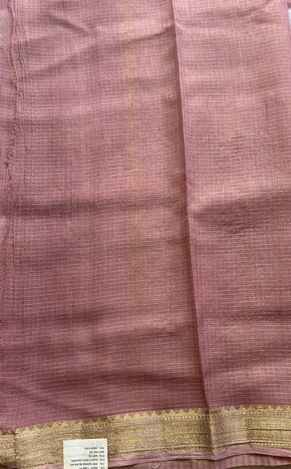 Silk kota Saree Onion Pink colored Complemented with a Zari Border. - Sampradaya Designer Studio