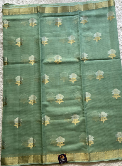 Silk kota Saree Light Sea Green colored Complemented with a Zari Border. - Sampradaya Designer Studio