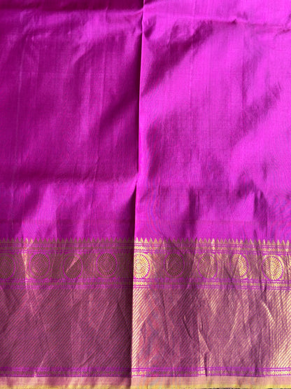 Gadwal Silk Saree Aqua Blue Colored Complemented With Zari Border. - Sampradaya Designer Studio