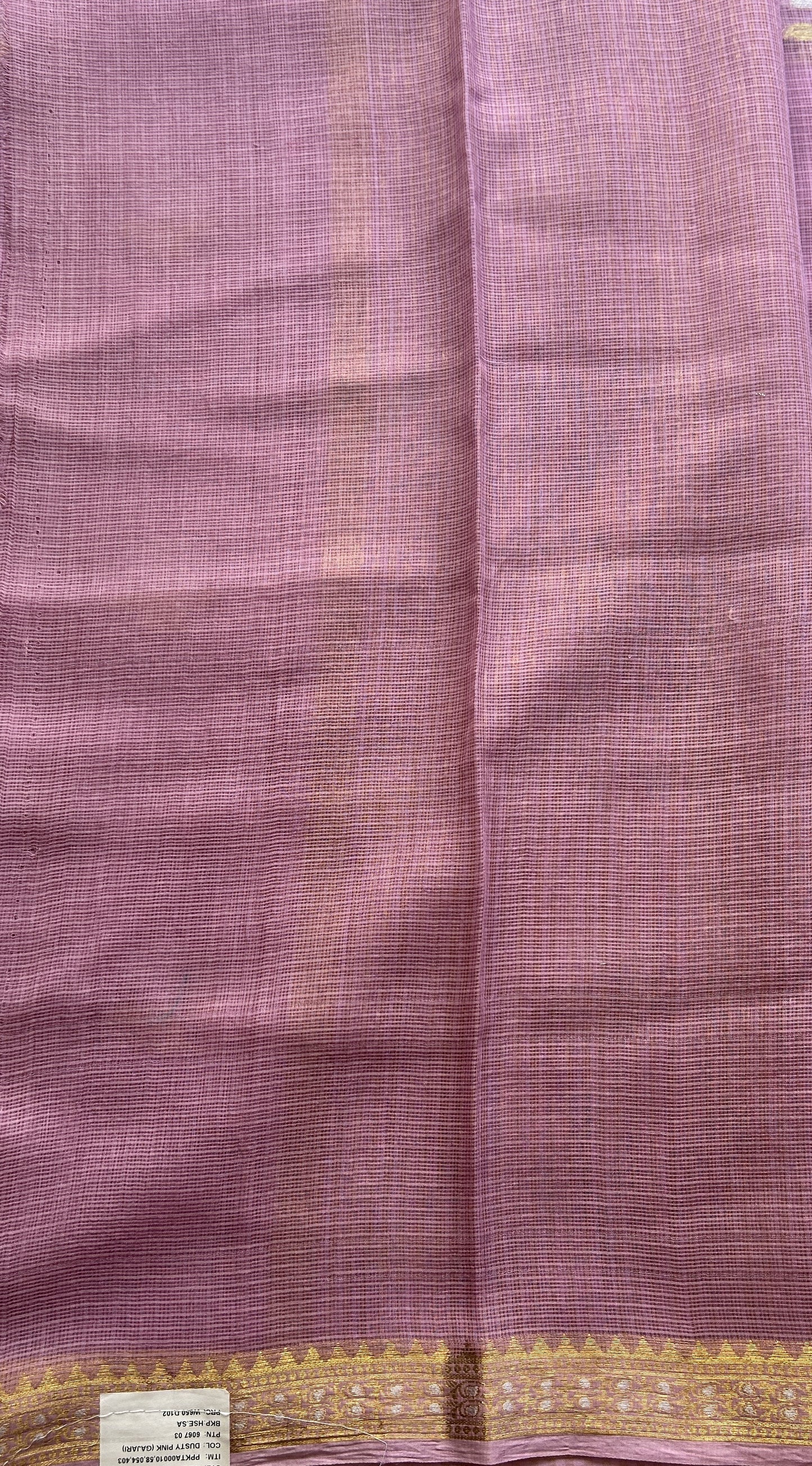 Silk kota Saree Light Lavender colored Complemented with a Zari Border. - Sampradaya Designer Studio