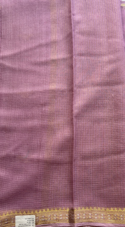 Silk kota Saree Light Lavender colored Complemented with a Zari Border. - Sampradaya Designer Studio
