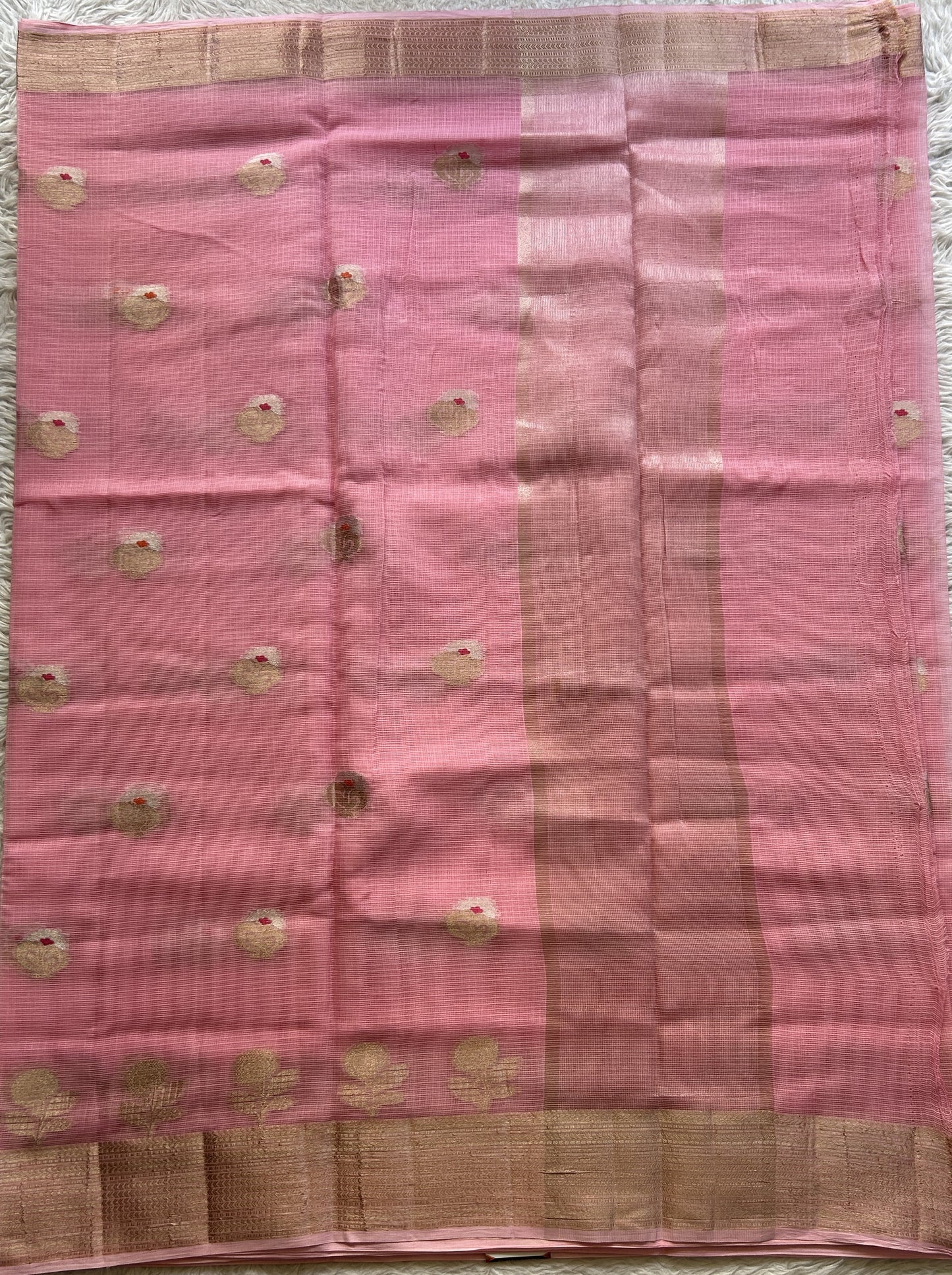 Silk kota Saree Baby Pink colored Complemented with a Zari Border. - Sampradaya Designer Studio