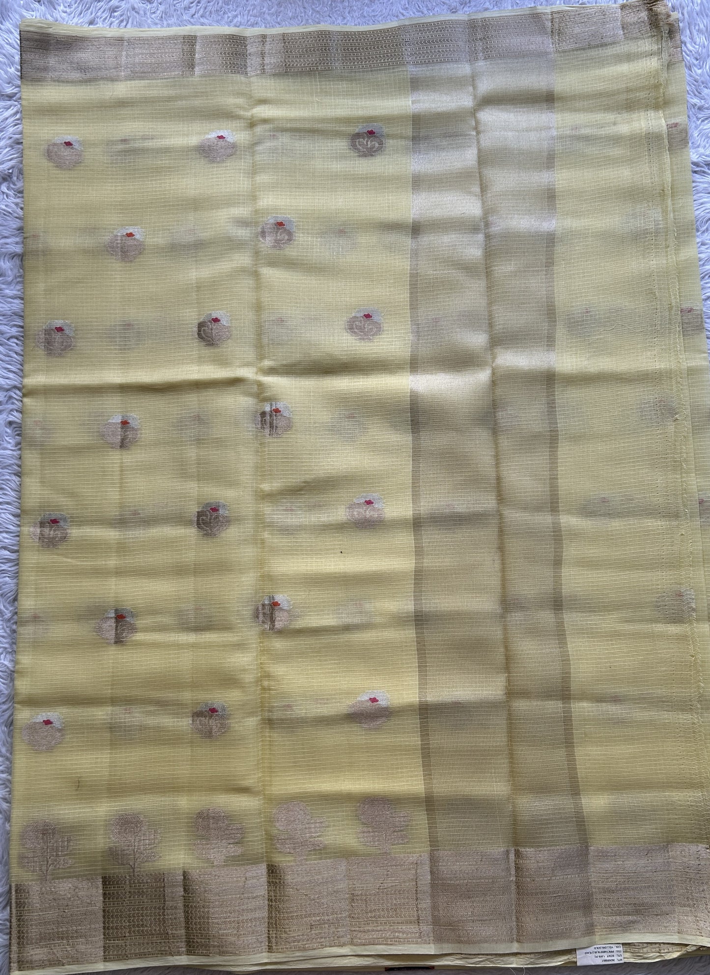 Silk kota Saree Light Yellow colored Complemented with a Zari Border. - Sampradaya Designer Studio