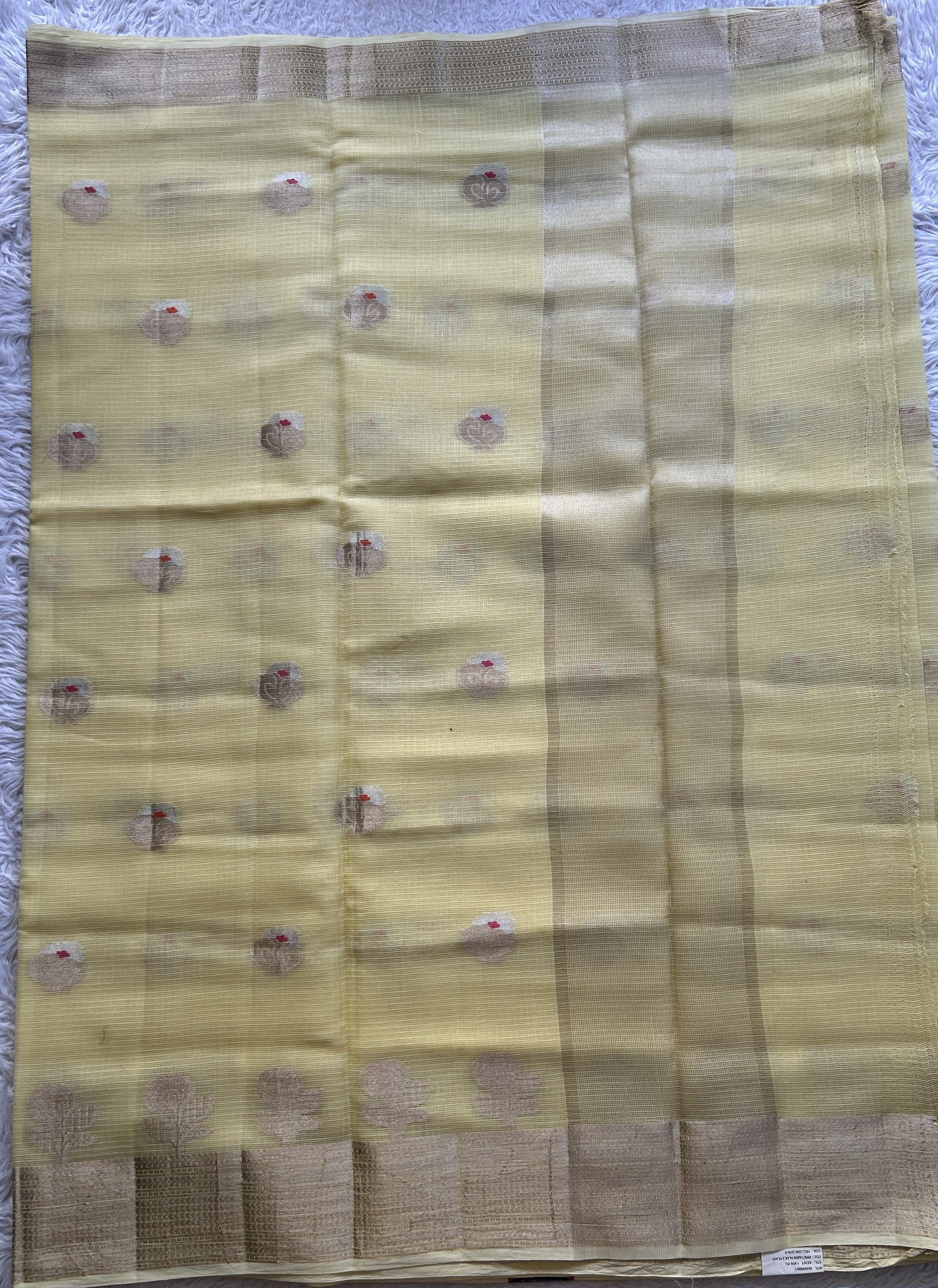 Silk kota Saree Light Yellow colored Complemented with a Zari Border. - Sampradaya Designer Studio